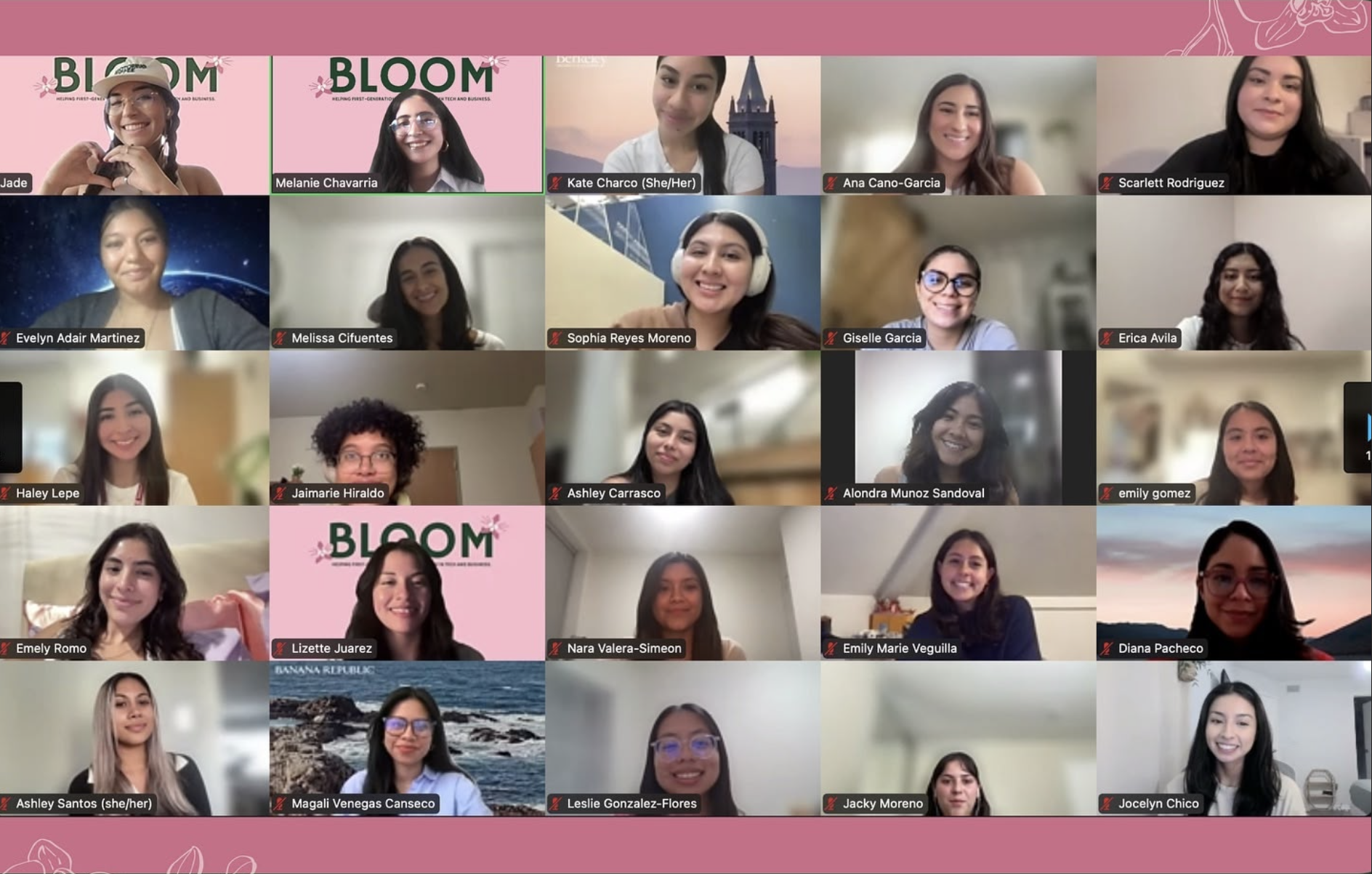 Latina students and mentors collaborating